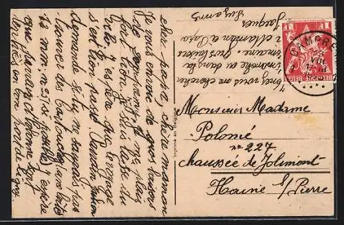 AK Flugzeug, Dame wirft Briefe aus dem Cockpit