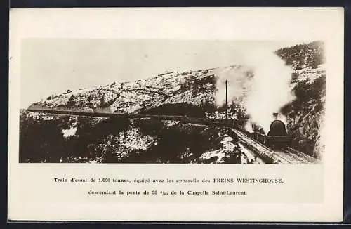AK Train d`essai, Appareils des Freins Westinghouse, französische Eisenbahn