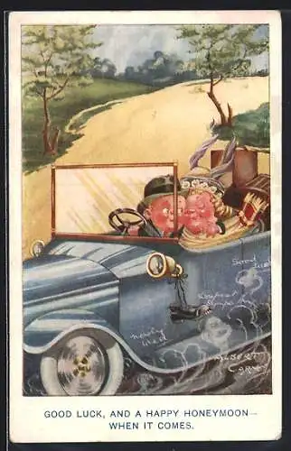 Künstler-AK sign. Albert Carnell: Good Luck and Happy Honeymoon when it comes