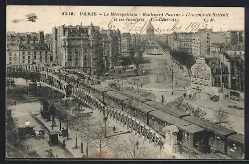AK Paris, Le Métropolitain, Boulevard Pasteur, l`Avenue de Breteuil et les Invalides, U-Bahnen