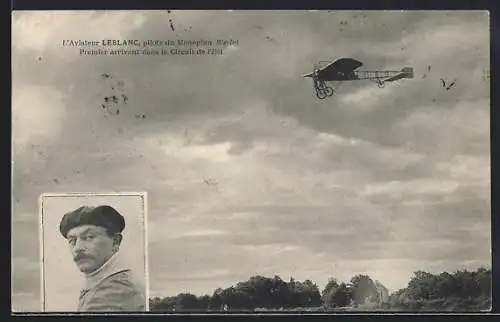 AK Flugzeug Monoplan Blériot, L`Aviateur Leblanc