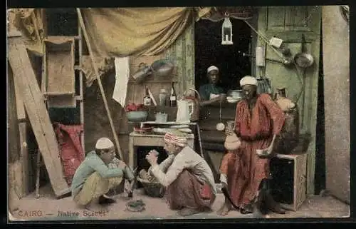 AK Cairo, Arabische Händler auf dem Markt