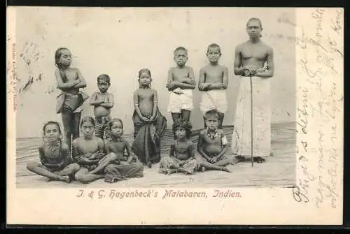 AK Völkerschau, J. & G. Hagenbecks Malabaren, Indien