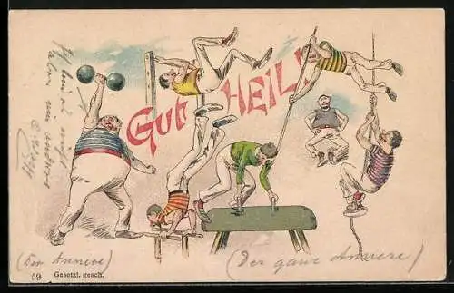 Künstler-AK Männer beim turnen