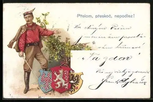 AK Sokol-Turner mit Säbel, Wappen