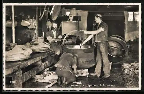 AK Armaillis préparant le fromage, Käsezubereitung