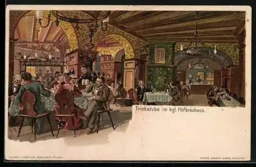 Künstler-AK München, Königliches Hofbräuhaus, Trinkstube