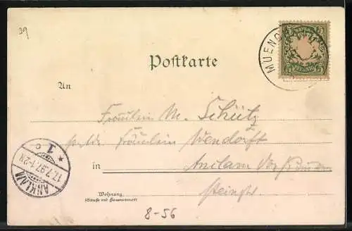 Lithographie München, Königliches Hofbräuhaus, Mann mit Bier - frisch vom Fass