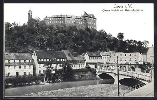 AK Greiz i. V., Oberes Schloss, Heinrichsbrücke
