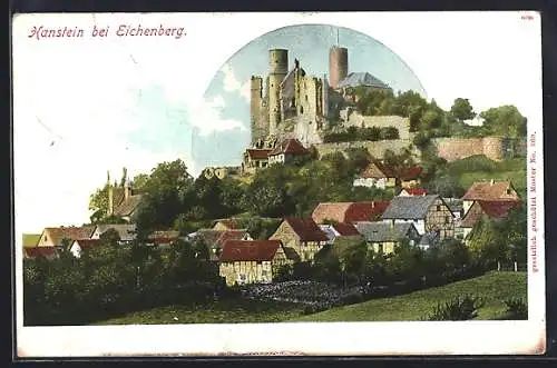AK Hanstein bei Eichenberg, Burg Hanstein mit Ortsansicht