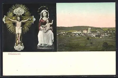 AK Ottobeuren, Kruzifix, Madonna mit Kind, Gesamtansicht