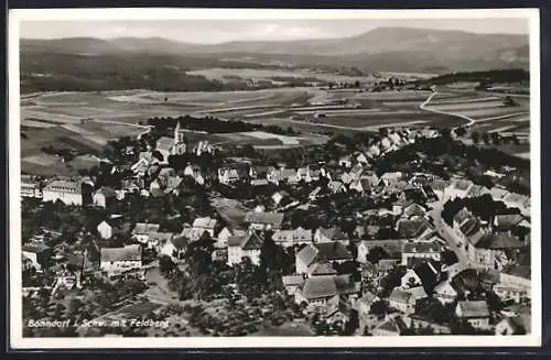 AK Bonndorf i. Schw., Ortsansicht mit Feldberg