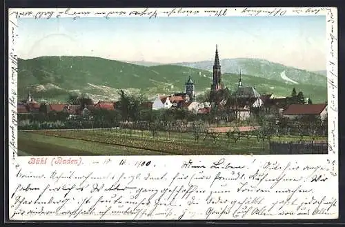 AK Bühl /Baden, Stadtansicht mit Kirche