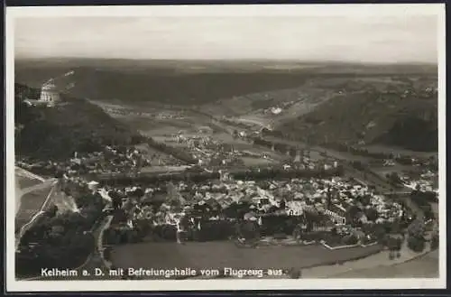 AK Kelheim a. D., Befreiungshalle, Luftaufnahme