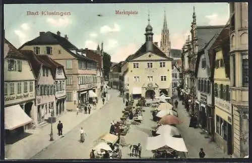 AK Bad Kissingen, Marktplatz mit Geschäft der Gebr. Jacoby