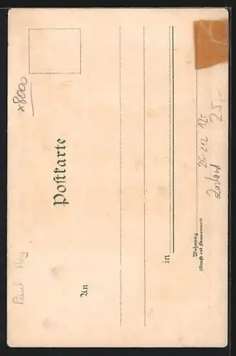 Künstler-Lithographie Paul Hey: München, Münzhof, ehem. Turnierhof