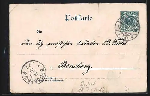 Lithographie Berlin, Kgl. Schloss, Denkmal d. gr. Kurfürsten, Schlossbrunnen, Ganzsache