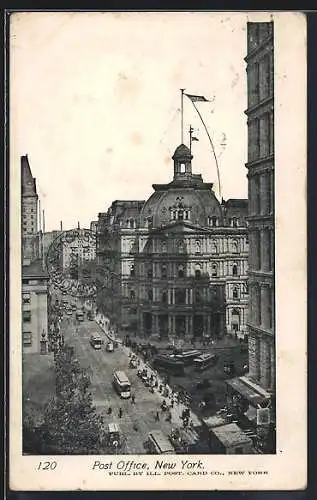 AK New York, NY, Post Office, Strassenbahn