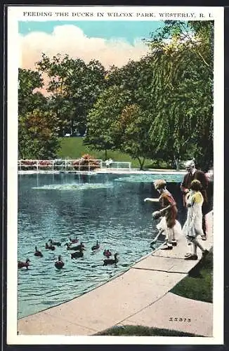 AK Westerley, RI, Feeding the ducks in Wilcox Park