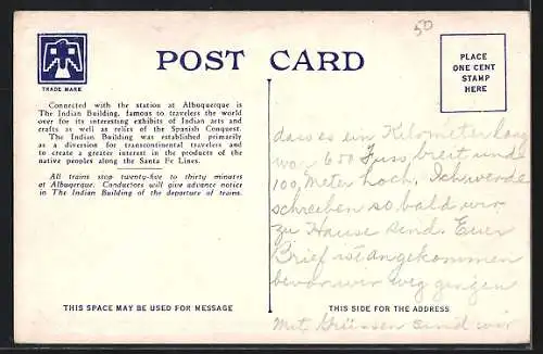 AK Albuquerque, Entrance to the Indian Building, Eingang zum indianischen Gebäude