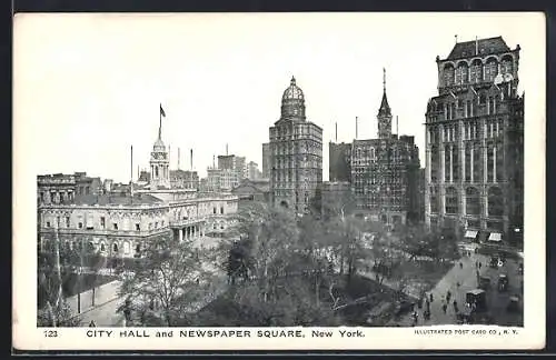 AK New York, NY, City Hall and Newspaper Square
