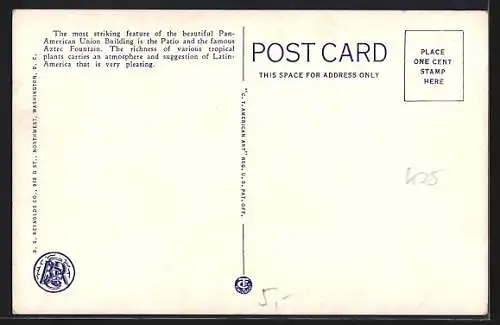 AK Washington D.C., Patio and Aztec Fountain, Pan-American Union