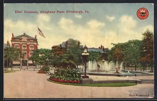 AK Pittsburgh, PA, Elks` Fountrain in Allegheny Park