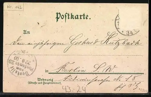 AK Kleiner Harlekin an einer Mauer