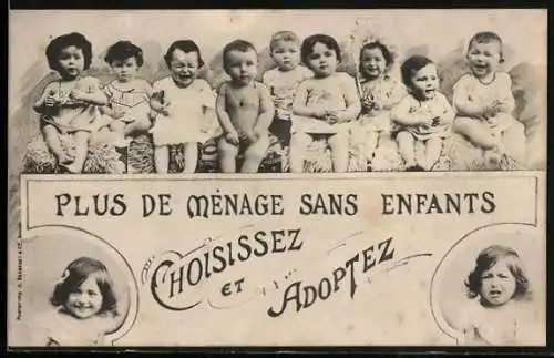AK Fotomontage von Kindern, die adoptiert werden möchten