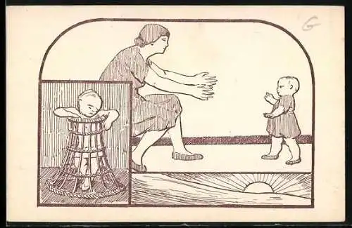 Künstler-AK L`enfant ne doit pas apprendre à marcher, Kinderfürsorge