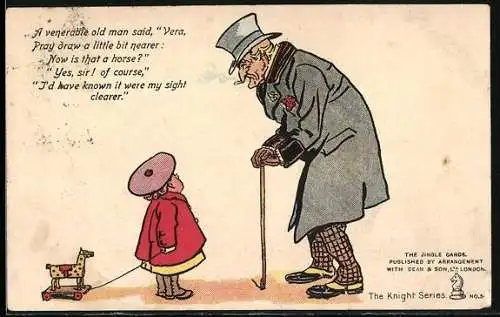 Künstler-AK Mädchen mit Spielzeug-Pferd