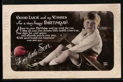 AK Knabe mit Ball, Spielzeug