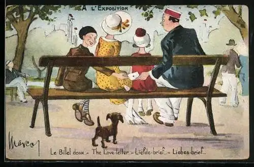 Künstler-AK Herr überreicht einen Liebesbrief, Erotik