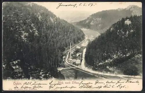 AK Oybin, Blick nach Zittau