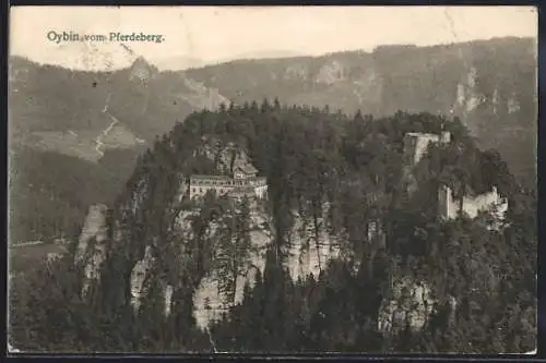 AK Oybin, Panoramablick vom Pferdeberg