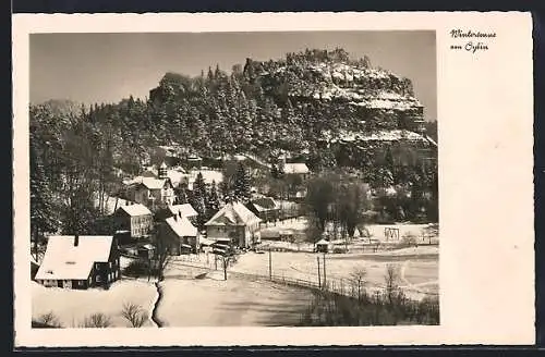 AK Oybin, Ortansicht mit Wintersonne