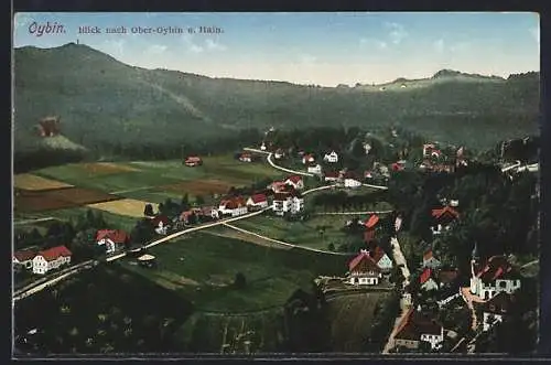 AK Oybin, Blick nach Ober-Oybin u. Hain