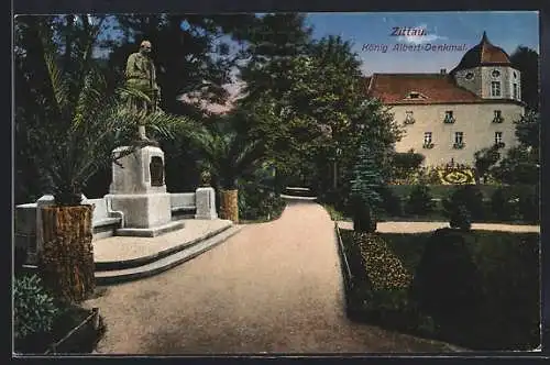 AK Zittau, König Albert-Denkmal