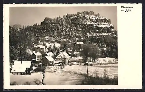 AK Oybin, Wintersonne im Ort