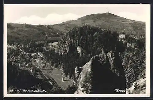 AK Oybin, Ortsansicht mit Hochwald