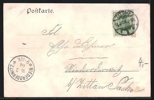 AK Zittau i. S., Teilansicht mit Kirche