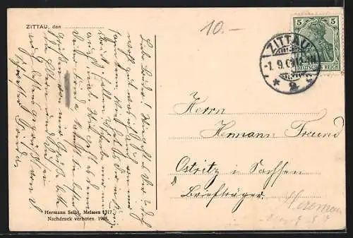 AK Zittau, Stadtgärtnerei mit Blumenuhr