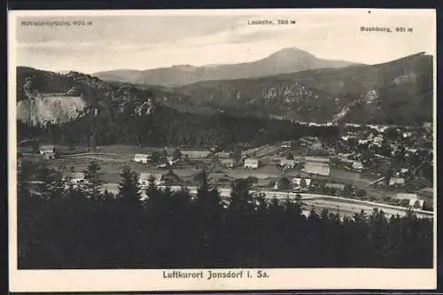 AK Jonsdorf i. Sa., Blick auf Mühlsteinbrüche, Lausche und Buchberg