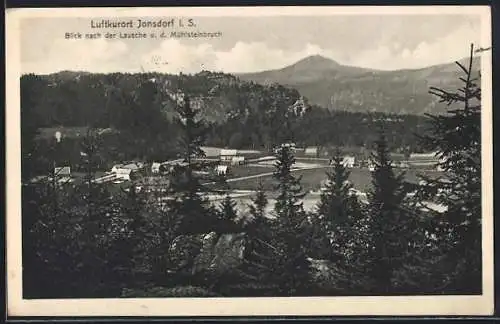 AK Jonsdorf i. S., Blick nach der Lausche u. d. Mühlsteinbruch