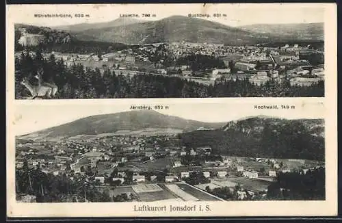 AK Jonsdorf i. S., Blick auf Mühlsteinbrüche, Lausche und Buchberg