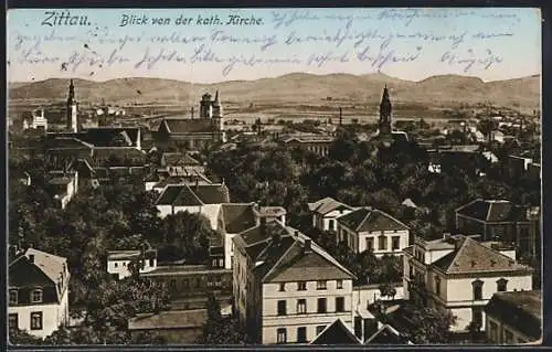 AK Zittau, Blick von der kath. Kirche
