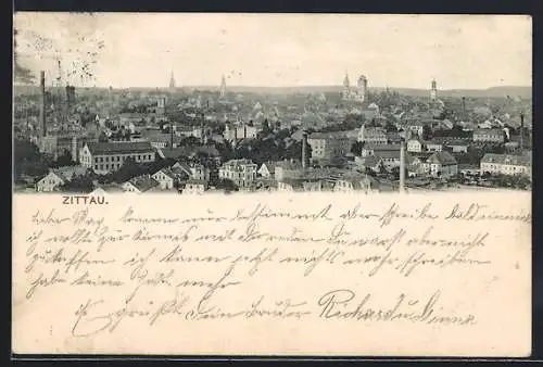 AK Zittau, Stadtansicht aus der Vogelschau