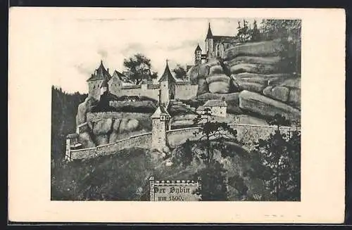 Künstler-AK Oybin, Der Oybin um 1500