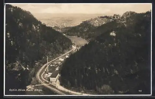 AK Oybin, Blick nach Zittau