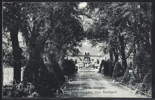 AK Berlin-Steglitz, Haupteingang zum Stadtpark